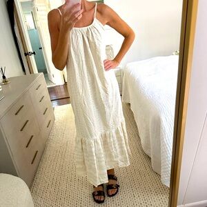 Women’s Cream Midi Sundress with Ruffle Hem